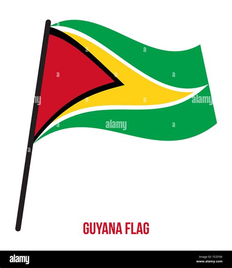 Guyana Flag Waving Vector Illustration on White Background. Guyana ...