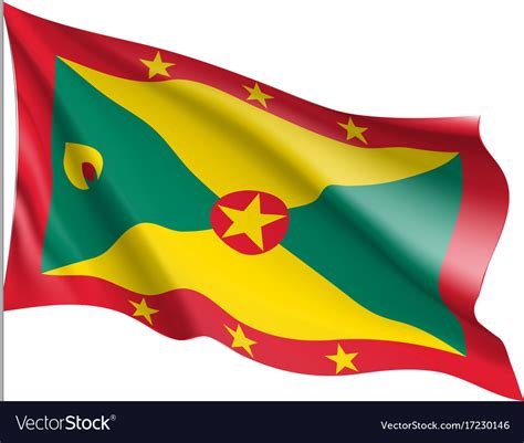 Waving flag of grenada Royalty Free Vector Image