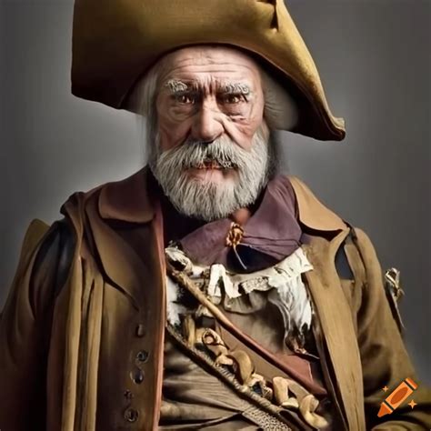Realistic portrait of captain james flint, a mature pirate