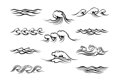 Ocean waves or sea waves (942002) | Illustrations | Design Bundles ...