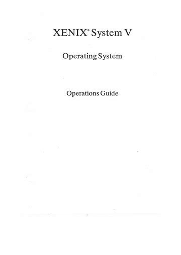 Xenix System V Operating System Operations Guide : The Santa Cruz ...