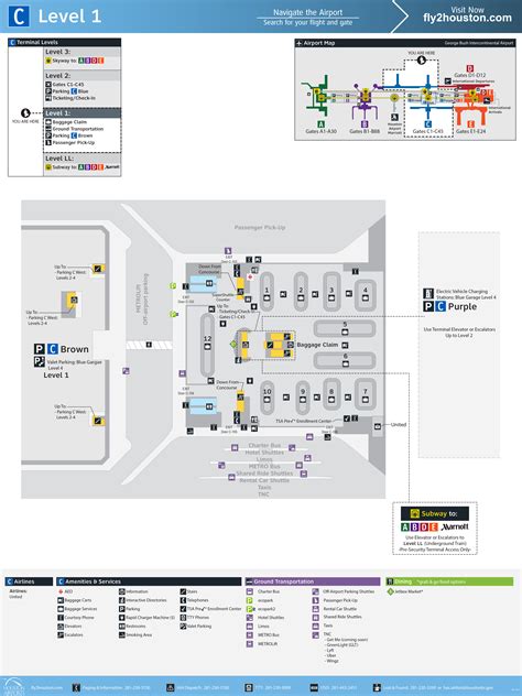 George Bush Intercontinental Airport Map (IAH) - Printable Terminal ...