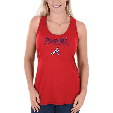 Atlanta Braves Majestic Women's Gotta Feeling Racerback Tank Top – Heathered Red