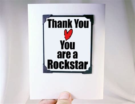 Thank You Card. Thank You Rock Star Card. Magnet Greeting | Etsy