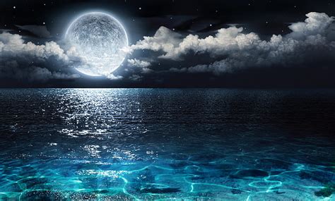 HD wallpaper: Earth, Moon, Cloud, Night, Ocean, Sea | Wallpaper Flare