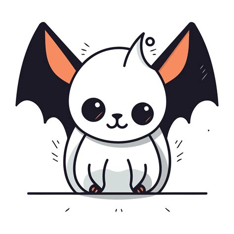 Cute cartoon kawaii vampire bat. Halloween vector illustration ...