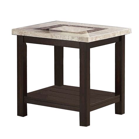 Transitional End Table with Rectangular Marble Top, Brown - Walmart.com ...