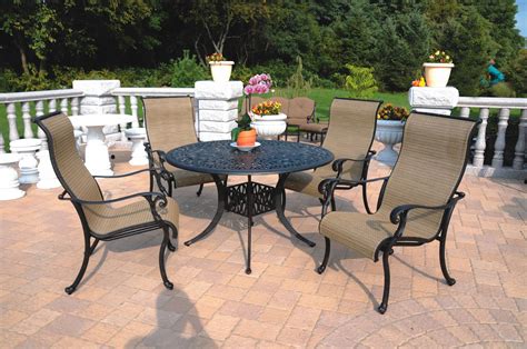 Patio Furniture Cast Aluminum/Sling Dining Set 48" Table 5pc Summit