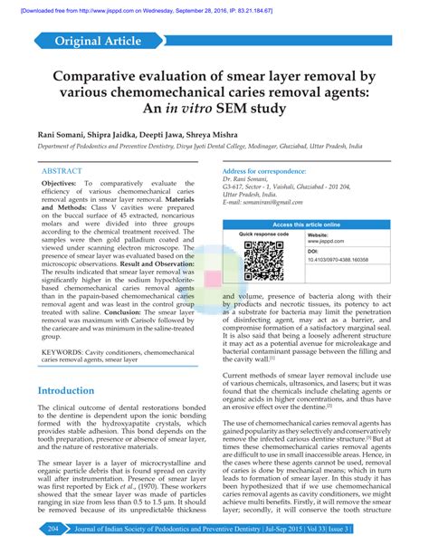 (PDF) Comparative evaluation of smear layer removal by various ...