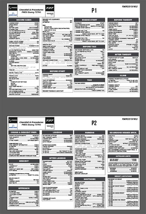 Horizontal PMDG 737NG Series Checklist for Microsoft Flight Simulator ...