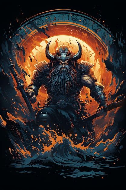 Premium AI Image | Tshirt Design of Viking Berserker in a Frenzied Rage ...