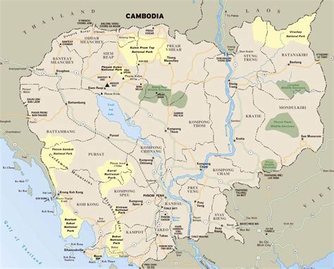 Large detailed national parks map of Cambodia with highways and major cities | Cambodia | Asia ...