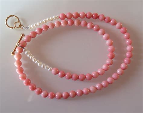 PINK CORAL PEARL GOLD FILLED NECKLACE