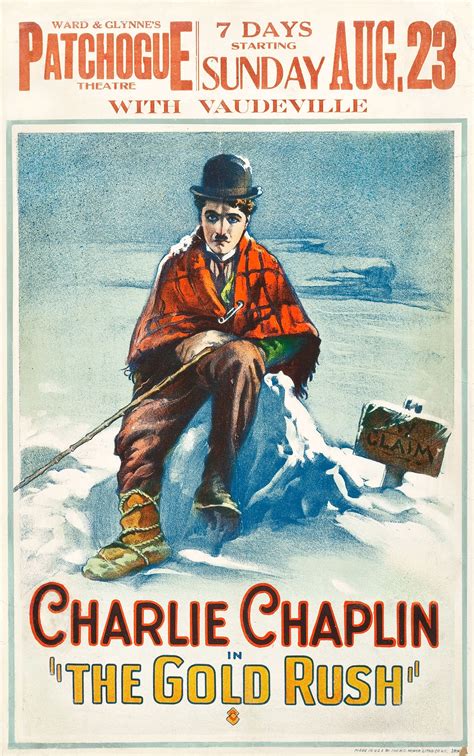 1925 - THE GOLD RUSH - Charles Chaplin | Rush poster, Charlie chaplin, Chaplin