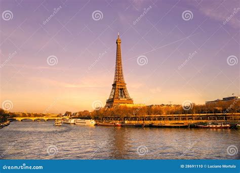 Eiffel Tower at Sunrise, Paris. Stock Photo - Image of historic, metal: 28691110