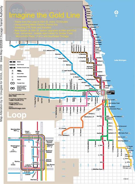 Blue line cta map - Chicago train map blue line (United States of America)