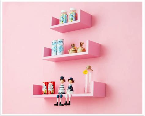 Designer Wall Shelf Set of U Shape Floating Wall Shelf - Pink