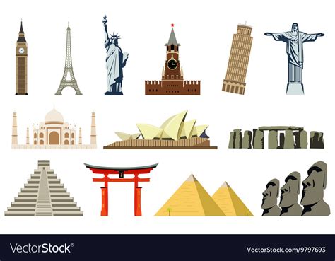 World landmarks Royalty Free Vector Image - VectorStock