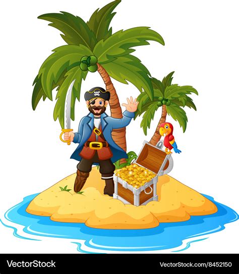 Pirate in the treasure island Royalty Free Vector Image