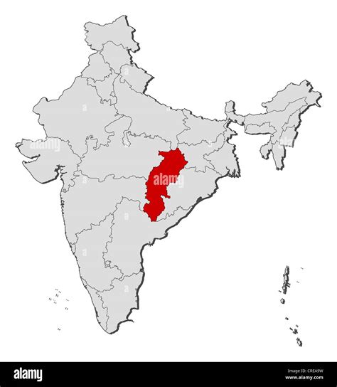 Political map of India with the several states where Chhattisgarh is ...