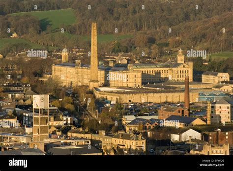 The view towards Shipley and Saltaire, including Salts Mill, Bradford, West Yorkshire, UK Stock ...