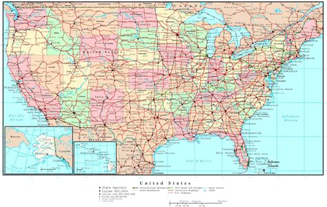 Large Detailed Political And Road Map Of The Usa The Usa Large | Sexiz Pix