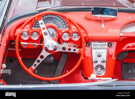 Old Chevrolet corvette with red interior Stock Photo - Alamy