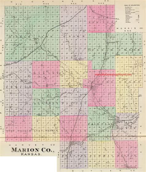 Marion County, Kansas 1887 Map | Marion county, Kansas map, Kansas