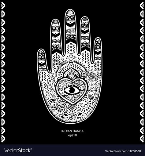 Indian hand drawn hamsa symbol ornament Royalty Free Vector