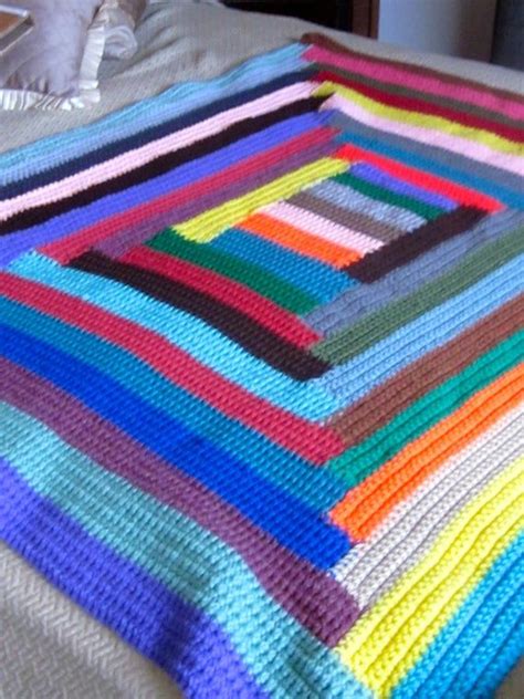 Handmade Crocheted Log Cabin Design Adult Blanket 44 X 38 - Etsy | Log cabin designs, Crochet ...