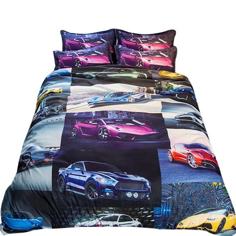 Adult Race Car Bedding Set Twin Queen King Size Duvet Cover Bedsheets with Pillowcase Chic ...