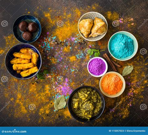 Indian Holi food stock image. Image of paint, menu, copy - 115057023