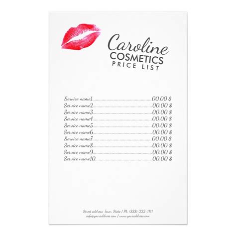 Red Lip Kiss Simple White Price List Flyer | Zazzle | Red lips, Lips, Flyer