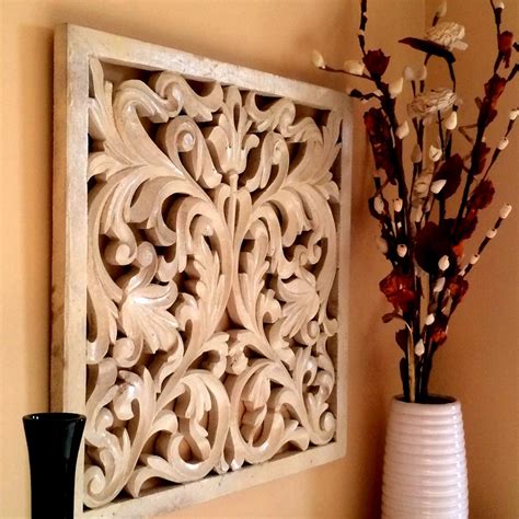 Rustic Antique Wall Panel of Reclaimed Wood Hand Carved