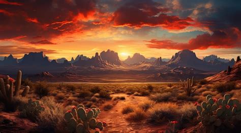 Premium AI Image | Wild West Texas desert landscape with sunset with ...