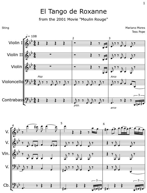 El Tango de Roxanne - Sheet music for Violin, Cello, Contrabass