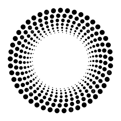 Black Curved Halftone Dots Circle Frame Vector, Black Halftone Dotted ...