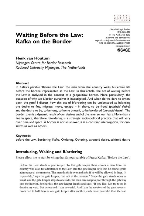 (PDF) Waiting Before the Law: Kafka on the Border