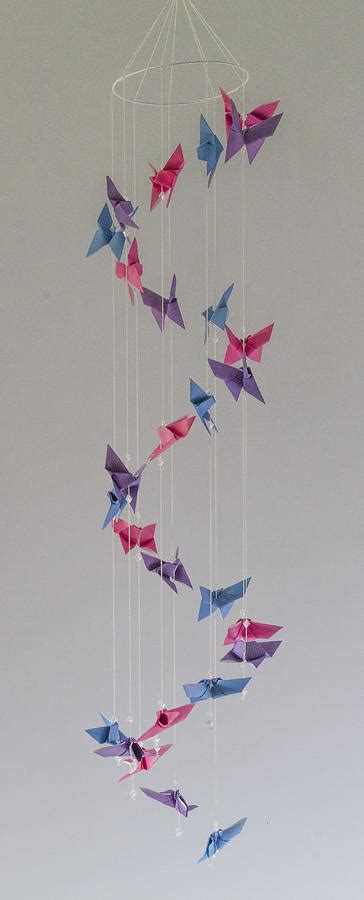 Origami Butterfly Spiral Mobile 1622 Mixed Media by Karen Celella