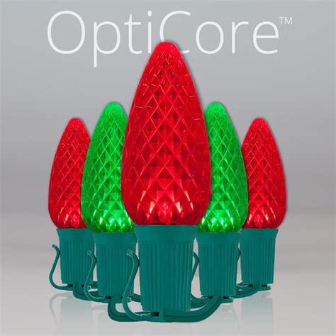 OptiCore C9 Red and Green Christmas Lights, LED String Lights with Shatterproof Christmas Bulbs ...