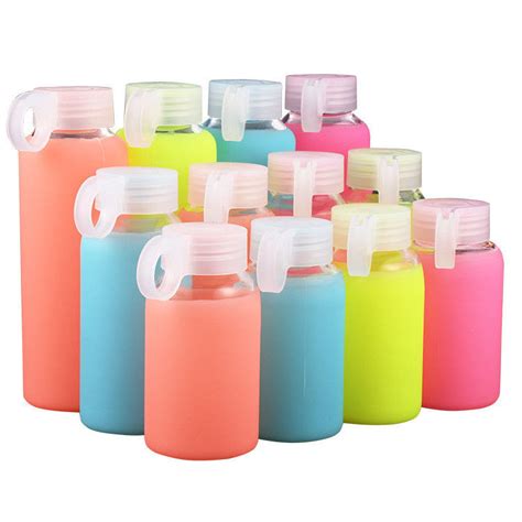 Protective Silicone Sleeve Glass Water Bottle For Outdoor Sports Eco Friendly