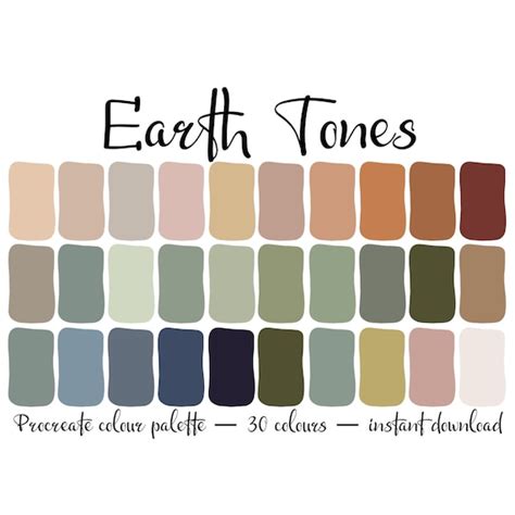 Earth Tone Colour Palette for Procreate | Etsy