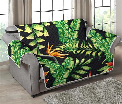 Hawaiian Flower Tropical Palm Leaves Loveseat Couch Cover Protector - JTAMIGO.COM