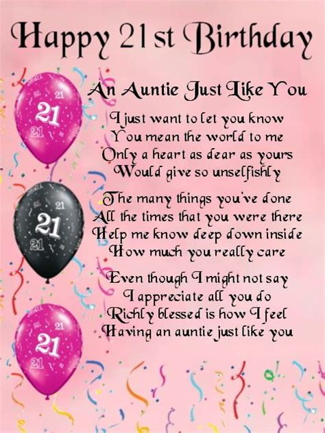 Personalised Poem Print - 21st Birthday Design - Auntie Poem | Happy 21st birthday daughter ...