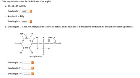 SOLVED: Give approximate values for the indicated bond angles: Cl-S-Cl in SCl2 Bond angle: 109 ...