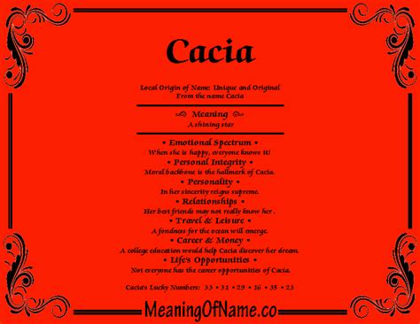 Cacia - Meaning of Name