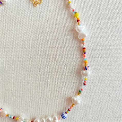 Colorful Beaded Necklace Colorful Necklace Pearl Necklace - Etsy