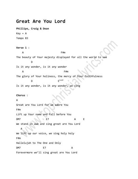 Great Are You Lord chords - Top Christian Lyrics