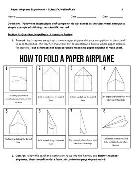 Scientific Method Lab- Paper Airplane Engineering by The Little Barn Owl