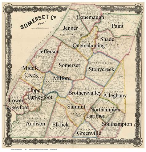 Towns on Source Map - Somerset Co., Pennsylvania 1860 - NOT FOR SALE - Somerset Co. - OLD MAPS